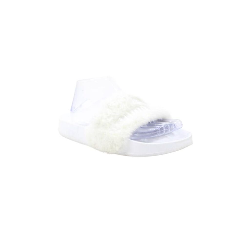 Fenty Puma by Rihanna Womens Logo Faux Fur Slide Sandals White Size 6